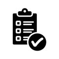 Audit, test, check, report icon. Black vector graphics