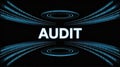Audit text centered with abstract digital rings and binary code streams on black finance Royalty Free Stock Photo