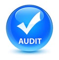 Audit (validate icon) glassy cyan blue round button