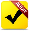 Audit (validate icon) yellow square button red ribbon in corner
