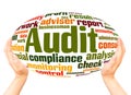 Audit word cloud hand sphere concept Royalty Free Stock Photo