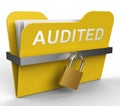 Audited File Indicates Financial Audit 3d Rendering Royalty Free Stock Photo