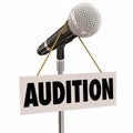 Audition Sign Hanging from Microphone Try-Outs Performance Royalty Free Stock Photo