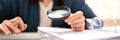 Auditor Woman Using Magnifier Glass Royalty Free Stock Photo