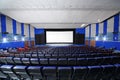 Auditorium with blue seats of Neva cinema