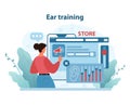 Auditory Training Program. A vector illustration presenting an individual engaging with.