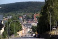Aue-Bad Schlema, Germany - July 16, 2023: View of central Aue, a small town in Germany in the Ore Mountains, Saxony
