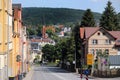Aue-Bad Schlema, Germany - July 16, 2023: View of central Aue, a small town in Germany in the Ore Mountains, Saxony