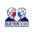 Donald Trump Versus Joe Biden Election 2020 Wearing Face Mask