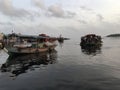 Versova fisherman village skyline from Madh Island Ferry boat jetty near Andheri Mumbai Royalty Free Stock Photo