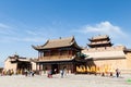 Aug 2017 - Jiayuguan, Gansu, China - Tourists in front of the entry gate of Jiayuguan Fort