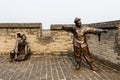 Aug 2013 - Pingyao, China - Decorative statues on the ancient walls protecting the Old city of Pingyao Royalty Free Stock Photo