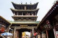 Aug 2013 - Pingyao, Shanxi, China - Tourists on the Tower in South Street of Pingyao