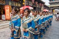 Aug 2013 - Pingyao, Shanxi, China - Traditional costume parade that happens every morning in the South Street of Pingyao