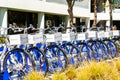Aug 1, 2019 Redwood City / CA / USA - Bikes parked at Zagster Shore Center Station; Zagster is a venture-funded startup company