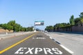 Aug 8, 2020 San Ramon / CA / USA - Designated express lane on a freeway in San Francisco Bay Area; Express lanes help manage lane