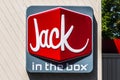 Aug 13, 2019 Santa Clara / CA / USA - Jack in the box sign at one of their locations in South San Francisco bay area Royalty Free Stock Photo