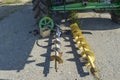 Augers on the floor. Details of the combine. Unloading auger Royalty Free Stock Photo