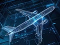 Augmented Reality Airplane Jet Engine Simulation. Advanced Industry Research and Development. Airplane visualization