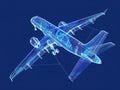 Augmented Reality Airplane Jet Engine Simulation. Advanced Industry Research and Development. Airplane visualization