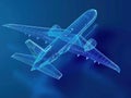 Augmented Reality Airplane Jet Engine Simulation. Advanced Industry Research and Development. Airplane visualization