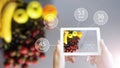 Augmented Reality or AR App Showing Nutrition Information of Food on Tablet Royalty Free Stock Photo