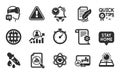 Augmented reality, Atom and Analytics graph icons set. Stay home, Career ladder and Globe signs. Vector