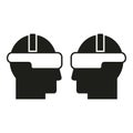 Augmented reality couple play icon simple vector. Game device