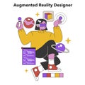 Augmented Reality Designer Creating Virtual Enhancements. Flat vector illustration Royalty Free Stock Photo