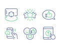 Augmented reality, Feedback and Star icons set. Call center, Like and Swipe up signs. Vector