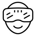 Augmented reality headgear icon outline vector. Virtual world visor