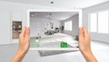 Augmented Reality for Interior Design on Tablet Royalty Free Stock Photo