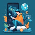 Augmented Reality Learning: Student exploring and interacting with virtual objects and environments through a mobile device