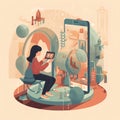 Augmented Reality Learning: Student exploring and interacting with virtual objects and environments through a mobile device