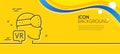 Augmented reality line icon. VR simulation sign. Headset glasses. Minimal line yellow banner. Vector