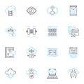 Augmented reality linear icons set. Hologram, Overlay, Immersive, Interactive, Simulation, Virtual, Enhancement line