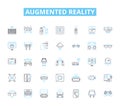 Augmented reality linear icons set. Hologram, Virtual, Overlay, Immersive, Interactive, Projection, Adaptation line Royalty Free Stock Photo