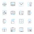 Augmented reality linear icons set. Virtual, Simulation, Immersive, Interactive, Hologram, Overlay, Gesture line vector