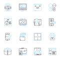 Augmented reality linear icons set. Virtual, Simulation, Immersive, Interactive, Hologram, Overlay, Gesture line vector