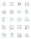 Augmented reality linear icons set. Virtual, Simulation, Immersive, Interactive, Hologram, Overlay, Gesture line vector
