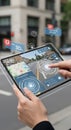 Augmented Reality Navigation on Tablet Royalty Free Stock Photo