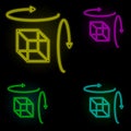 Augmented reality, object, cube, rotation neon color set icon. Simple thin line, outline vector of augmented reality icons for ui Royalty Free Stock Photo