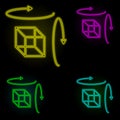 Augmented reality, object, cube, rotation neon color set icon. Simple thin line, outline vector of augmented reality icons for ui