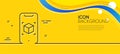 Augmented reality phone line icon. VR simulation sign. 3d cube. Minimal line yellow banner. Vector
