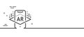 Augmented reality phone line icon. VR simulation sign. 3d view. Minimal line pattern banner. Vector