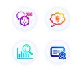 Augmented reality, Search and Energy icons set. Certificate sign. Virtual reality, Analytics, Lightbulb. Vector