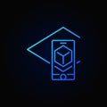 Augmented reality in smartphone blue icon. Vector AR sign