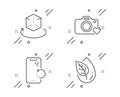 Augmented reality, Smartphone recovery and Photo camera icons set. Organic product sign. Vector