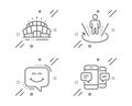 Augmented reality, Smile chat and Arena stadium icons set. Smartphone sms sign. Vector