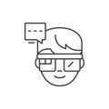 Augmented reality vision glasses line icon concept. Augmented reality vision glasses vector linear illustration, symbol
